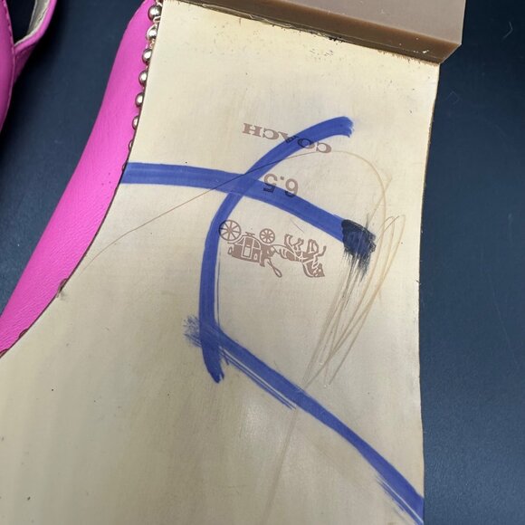 Coach Womens Petunia Pink Vae Leather Skimmer Flats Box Pointed Toe Size 6.5 - Picture 10 of 13